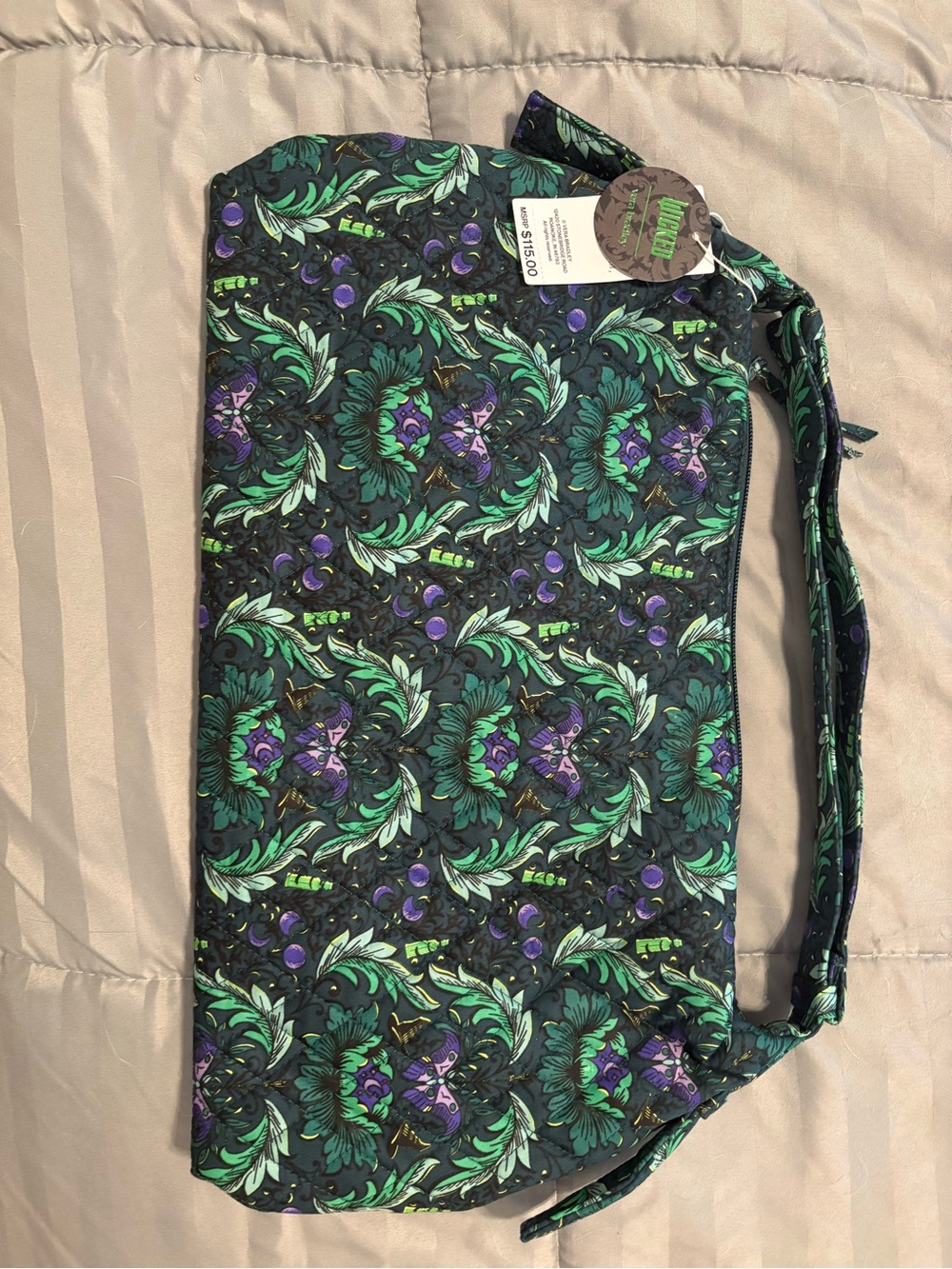 Vera Bradley Teal Green and Purple Floral Quilted Shoulder Bag